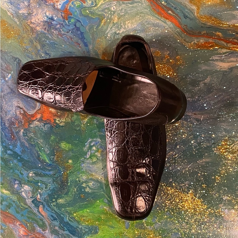 Vintage classic GUCCI Brown Slip-On Loafers with Exotic Texture GUCCI BAG S 10 - Picture 5 of 13